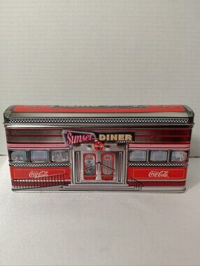 2001 Coca Cola Red Sunset Diner Decorative Tin Box